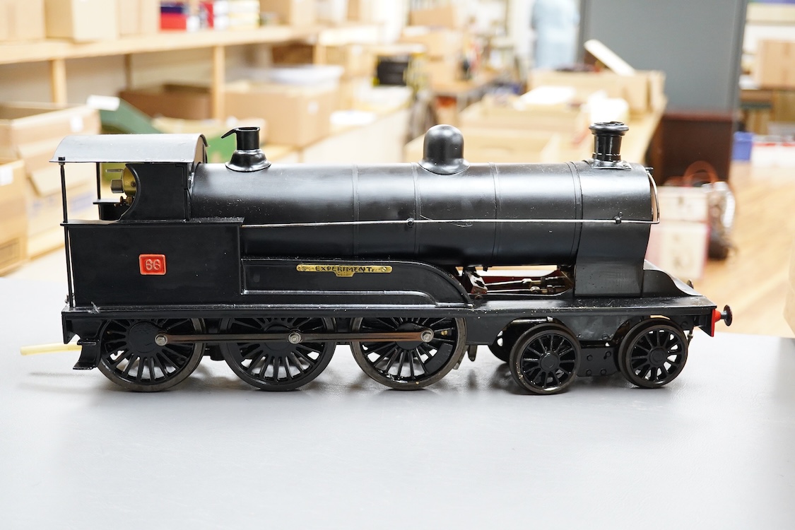 A Gauge 3 model railway live steam Bassett-Lowke 4-6-0 tender locomotive, ‘Experiment’ 66, fitted with a John Shawe manufactured ‘C’ type boiler and related paperwork, meths fired with two inside cylinders, the cab fitte